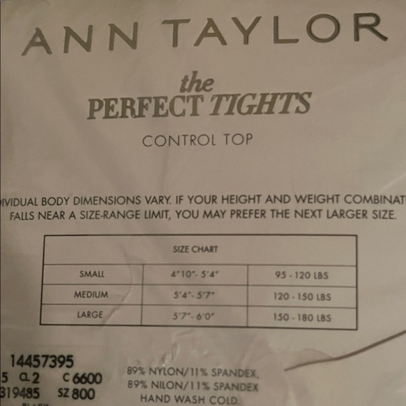 Ann Taylor Black Control Top Perfect Tights, NWT, Size Large - Picture 4 of 5